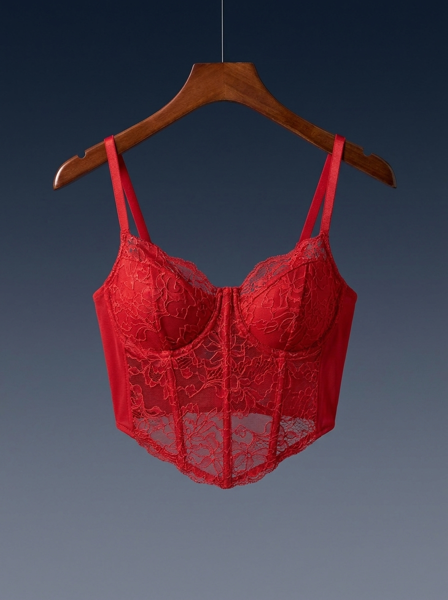 Corsé de Encaje Amalfi™ rojo - percha